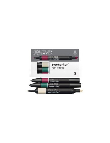 Pennarelli Winsor&Newton Promarker doppia punta fine-larga - conf. 3 pz tonalità intense - 0290191