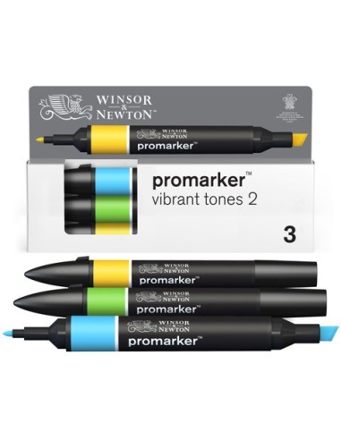 Pennarelli Winsor&Newton Promarker doppia punta fine-larga - conf. 3 toni vibranti giallo
