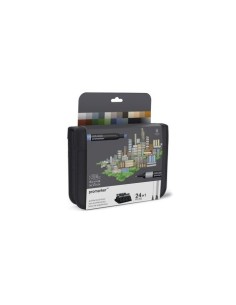 Pennarelli Winsor&Newton Promarker doppia punta fine-larga - conf. 24 pz colori assortiti - 0290163