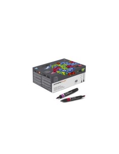 Pennarelli Winsor&Newton Promarker Brush doppia punta scalpello-pennello - conf. 48 pz colori assortiti - 0290080