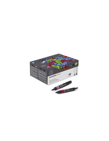 Pennarelli Winsor&Newton Promarker Brush doppia punta scalpello-pennello - conf. 48 pz colori assortiti - 0290080