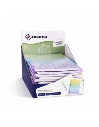Espositore 12 blocchi note spiralati Osama Rainbow Pastel 120 ff 80 g/m² formato B5 - OW 84045252