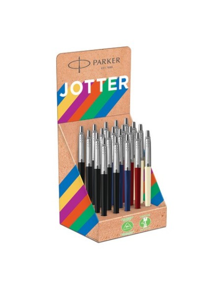 Espositore 20 penne a sfera Parker Jotter Originals - colori fusto nero/rosso/bianco/blu - 2190110