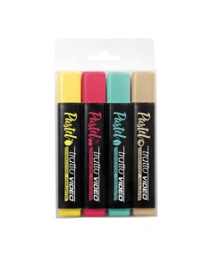 Evidenziatori Tratto Video Pastel conf. 4 pezzi in astuccio appendibile colori pastello assortiti - F835802