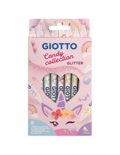 Espositore 80 pennarelli Giotto Glitter Candy Collection composto da 10 conf. da 8 colori Candy assortiti - F428500