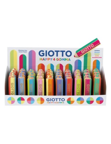 Espositore 40 gomme Giotto Happy Gomma 4 tonalità di colore F234900