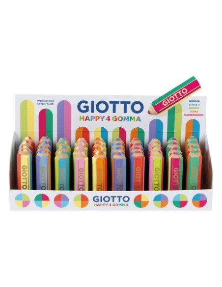 Espositore 40 gomme Giotto Happy Gomma 4 tonalità di colore F234900