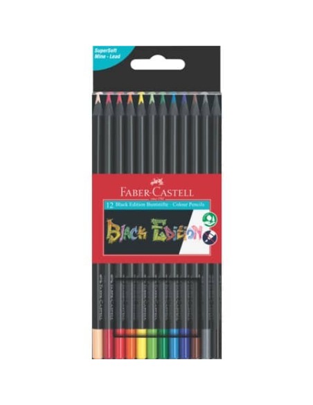 Matite colorate Faber-Castell Black Edition triangolari - conf. da 12 pezzi in astuccio appendibile - 116412