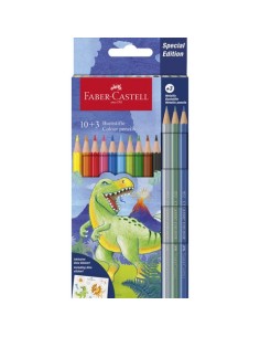 Matite colorate Faber-Castell fusto esagonale in conf. da 10 Classic dinosauro + 3 Metallic - 111213