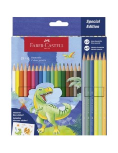 Matite colorate Faber-Castell fusto esagonale in conf. da 18 Classic dinosauro + 6 Metallic - 111222