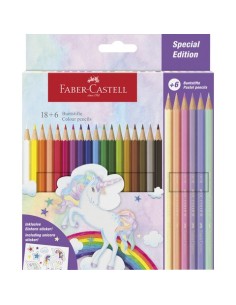 Matite colorate Faber-Castell fusto esagonale in conf. da 18 Classic unicorno + 6 Pastel - 111221