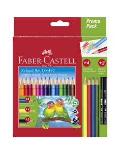 Promo Pack Faber-Castell 18 matite colorate triangolari + 4 matite colorate + 2 matite grafite - 201597