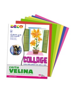 Carta velina Deco 50x76 cm - 20 g/m² - conf. 50 fogli in 10 colori assortiti 09382