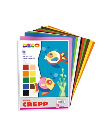 Fogli di gomma Deco Crepp 20x30 cm - conf. 10 fogli in colori assortiti 04754