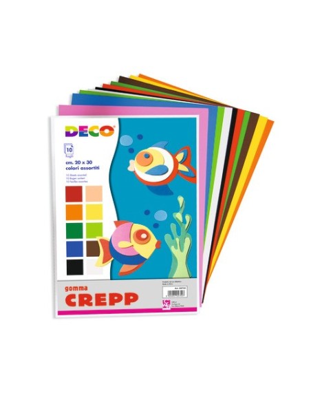 Fogli di gomma Deco Crepp 20x30 cm - conf. 10 fogli in colori assortiti 04754