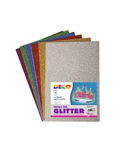 Fogli di gomma Deco Crepp 20x30 cm - conf. 10 fogli in colori assortiti glitterati - 12377