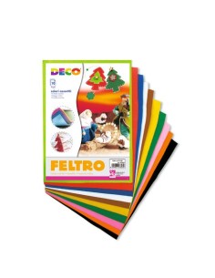 Fogli in feltro ad alto spessore Deco 21x30 cm - conf. 10 fogli in colori assortiti - 07653