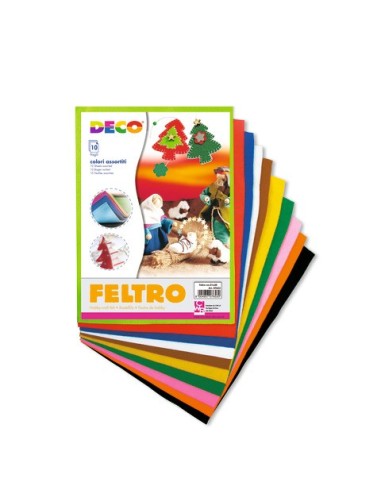 Fogli in feltro ad alto spessore Deco 21x30 cm - conf. 10 fogli in colori assortiti - 07653