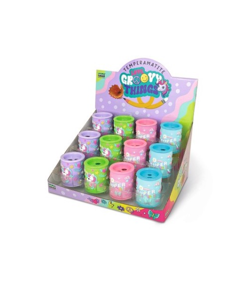 Espositore 12 temperamatite a 2 fori Lebez in morbida gomma con particolari 3D linea Cutie - 81969