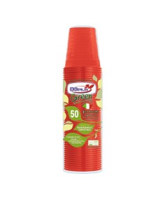 Bicchieri biodegradabili e compostabili Dopla Green - colore rosso 200 ml - conf. 50 pz - 48029