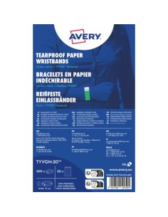 Braccialetti identificativi in Tyvek® Avery resistenti all'acqua - conf. 500 pz - verde fluo - TYVGN-50