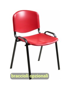 Sedia visitatore a 4 gambe Unisit Dado D5PS - struttura nera - PPL rosso - conf. 2 pz - D5PS/2/RO