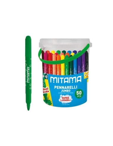 Pennarelli Mitama JumboSuper Lavabili - punta maxi 5 mm - colori assortiti - conf. 50 pezzi 62875