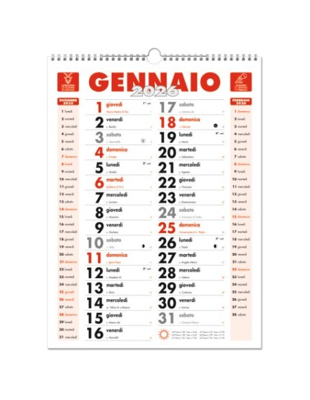 Calendario da muro O.C.L. 30x40 cm -  1402