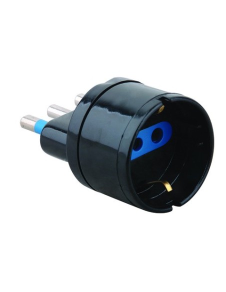 Adattatore di rete spina 2P+T 10A presa schuko MKC nero 492517921