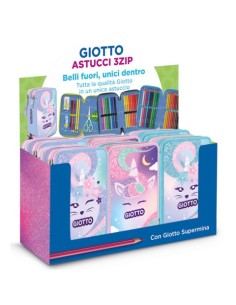 Espositore 6 astucci 3 zip Giotto Catty Candy collezione Supermina fantasie assortite - F963200