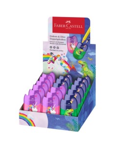 Espositore 18 temperamatite con serbatoio Faber-Castell fantasia dinosauro e unicorno - 183551