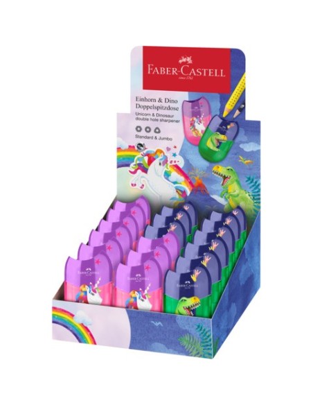 Espositore 18 temperamatite con serbatoio Faber-Castell fantasia dinosauro e unicorno - 183551
