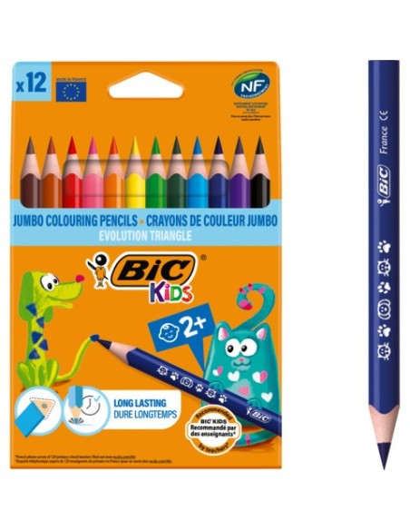 Matite colorate BIC Kids Evolution Triangle con fusto triangolare in conf. 12 pezzi assortiti - 82973511