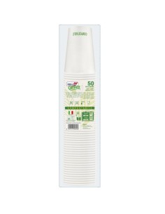 Bicchieri in carta compostabili Dopla Green 350 ml bianco - conf. 50 pz - 33394