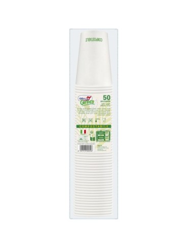Bicchieri in carta compostabili Dopla Green 350 ml bianco - conf. 50 pz - 33394