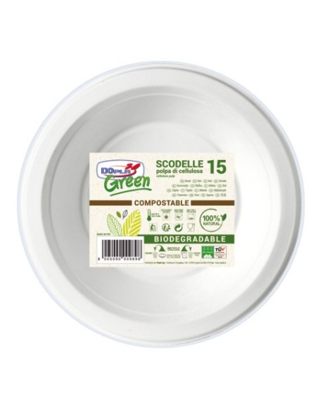Scodella in polpa Dopla Green 450 ml bianco - conf. 15 pz - 07746