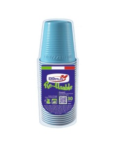 Bicchieri in PS Dopla Reusable  230 ml turchese - conf. 30 pz - 22704