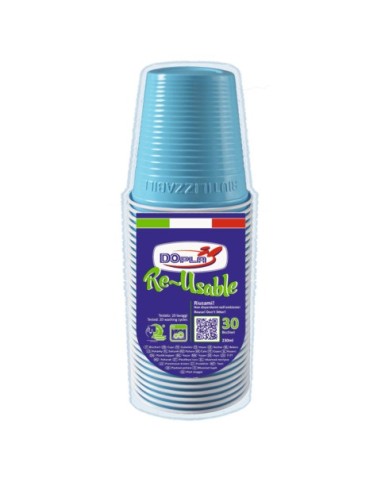 Bicchieri in PS Dopla Reusable  230 ml turchese - conf. 30 pz - 22704