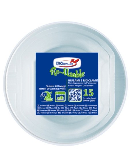 Scodelle in PS Dopla Reusable 300 ml trasparente - conf. 15 pz - 08142