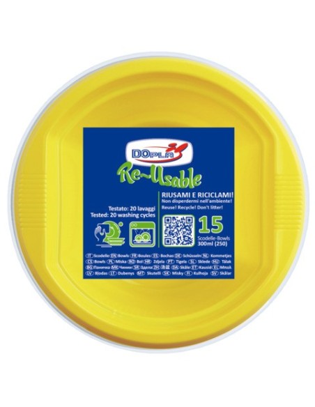 Scodelle in PS Dopla Reusable 300 ml giallo - conf. 15 pz - 08147