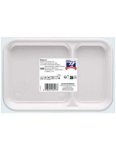 Vassoio rettangolare in PS Dopla Professional 2 scomparti 270x180 mm - conf. 50 pz - 06027