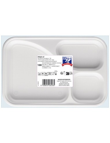 Vassoio rettangolare in PS Dopla Professional 3 scomparti 315x210 mm - conf. 100 pz - 06028