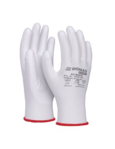 Guanti da lavoro Donau Safety in PL e spalmati di PU bianco sul palmo - Tg. 10 - conf. 12 pz - 32031321-10