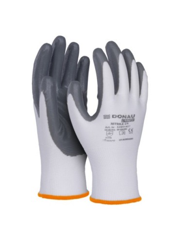 Guanti da lavoro Donau Safety in PL e spalmati di nitrile sul palmo - Tg. 8 - conf. 12 pz - 32041421-08