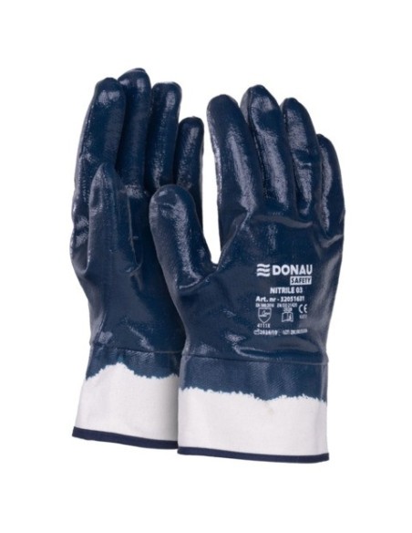 Guanti da lavoro Donau Safety in cotone rivestiti di nitrile blu Tg. 11 - conf. 12 pz - 32051631-11