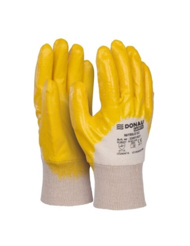 Guanti da lavoro Donau Safety in cotone e spalmati di nitrile giallo Tg. 9 - conf. 12 pz - 32051521-09