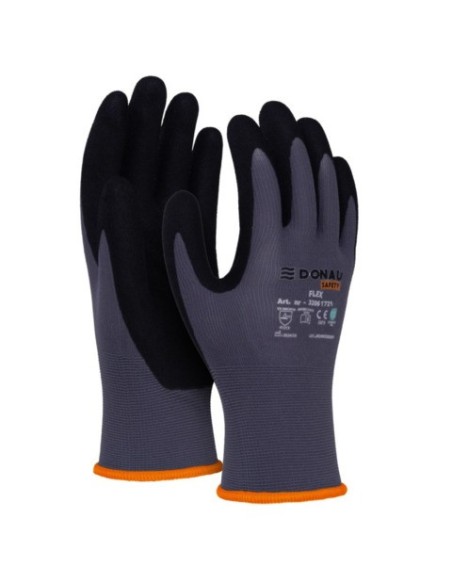 Guanti da lavoro Donau Safety in nylon e rivestiti con schiuma di nitrile sul palmo Tg. 9 - conf. 12 pz - 32061721-09