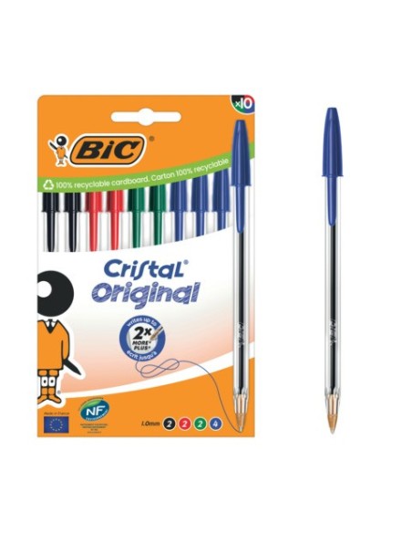 Penna a sfera BIC Cristal Original 1 mm colori assortiti - conf. 10 pz - 516354