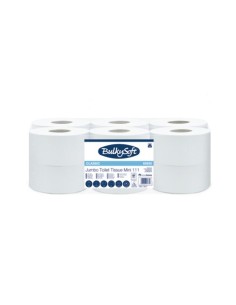 Carta igienica Bulkysoft Classic Mini Jumbo - pura cellulosa - 620 strappi - 2 veli bianco - conf. 12 pz - 65935.E20