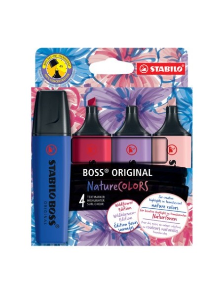 Evidenziatori Stabilo Boss Nature Colors Wildflowers Edition 2-5 mm assortiti - conf. 4 pezzi - 70/4-1-103-5